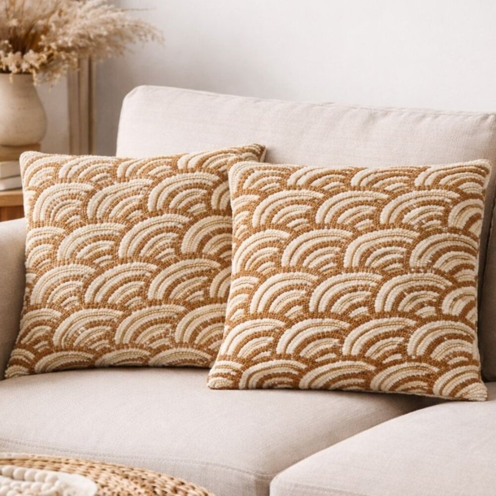 Elements Erin Gates Pillow Covers Set of 2 Wood Beaded Decorative Sofa Cushion